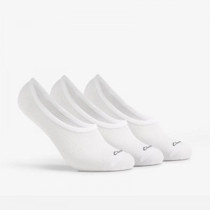 Clarks 3 pack Liner Socks White | CLKS-84186