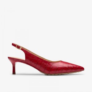 Clarks Adela Sling Red Interest | CLKS-85189