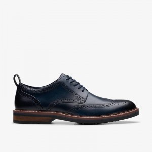 Clarks Aldwin Limit Navy Leather | CLKS-84427