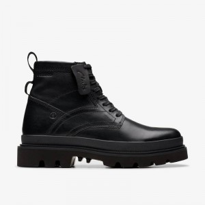 Clarks Badell Hi Waterproof Black Warmlined Leather | CLKS-84572