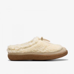 Clarks Belle Wych Slippers Ivory | CLKS-84676