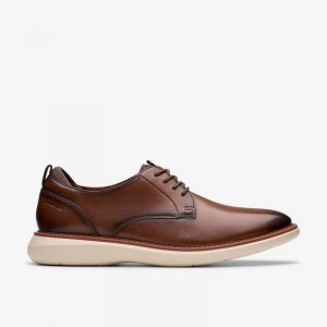 Clarks Brantin Plain Dark Tan Leather | CLKS-84314