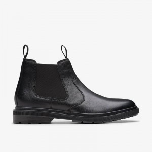 Clarks Burchill Up Black Leather | CLKS-84518