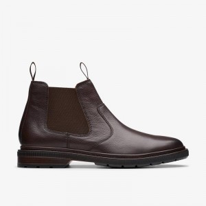 Clarks Burchill Up Dark Brown Leather | CLKS-84394
