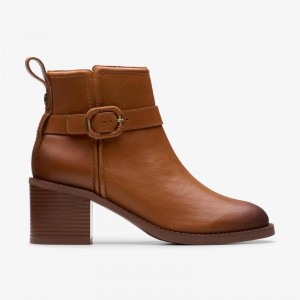 Clarks Chamberly Trim Mid Tan Leather | CLKS-85510