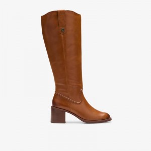 Clarks Chamberly Up Mid Tan Leather | CLKS-85500