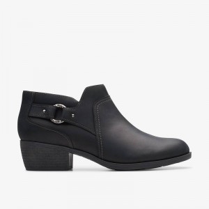 Clarks Charlten Grace Black Oily Leather | CLKS-85544