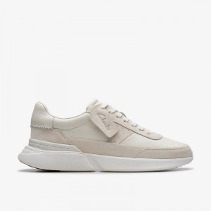Clarks Craft Pace White Leather | CLKS-84234