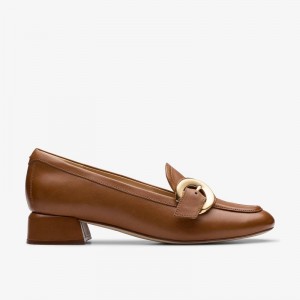 Clarks Daiss 30 Trim Dark Tan Leather | CLKS-85236