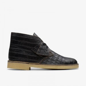 Clarks Desert Boot Black Crocodile Distress | CLKS-84594