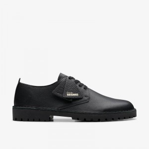 Clarks Desert Rock Lo Black Leather | CLKS-84337