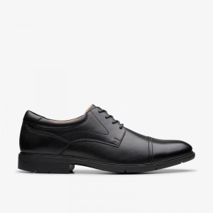 Clarks Eldredge Cap Black Leather | CLKS-84382