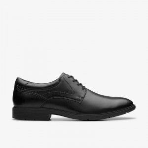Clarks Eldredge Plain Black Leather | CLKS-84385