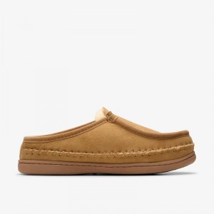 Clarks Eldric Oake Slippers Tan | CLKS-84212
