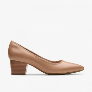 Clarks Ellanie Hope Warm Beige Leather | CLKS-85028