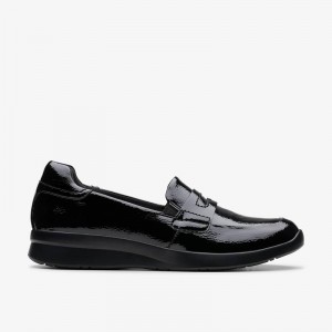 Clarks Ellowyn Penny Black Crinkle Patent | CLKS-85365
