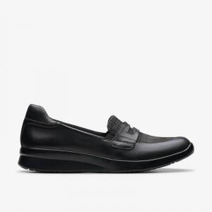 Clarks Ellowyn Penny Black Leather | CLKS-85364