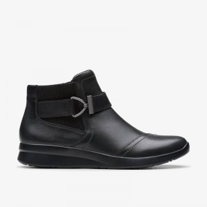 Clarks Ellowyn Strap Black Leather | CLKS-85556