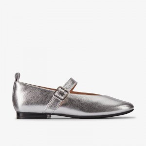Clarks Fawna Bar Silver Leather | CLKS-85295