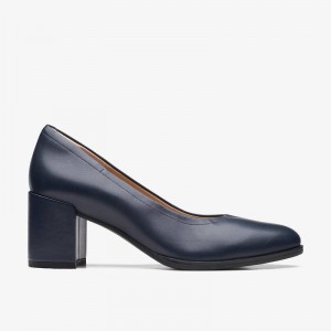 Clarks Freva 55 Court Navy Leather | CLKS-85205