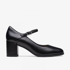 Clarks Freva 55 Strap Black Leather | CLKS-85209