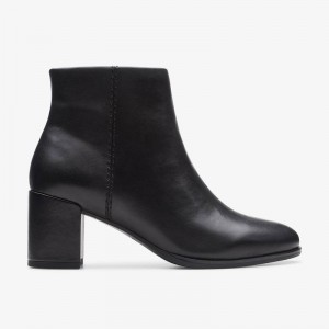 Clarks Freva 55 Zip Black Leather | CLKS-85097
