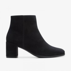 Clarks Freva 55 Zip Black Suede | CLKS-85571