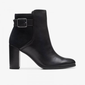 Clarks Freva 85 Buckle Black Leather | CLKS-85502