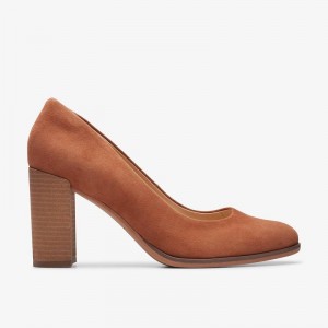 Clarks Freva 85 Court Caramel Suede | CLKS-85201