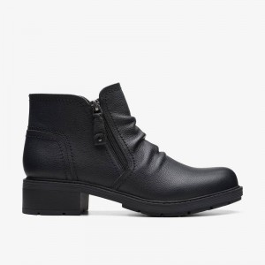 Clarks Hearth Dove Black Leather | CLKS-85523