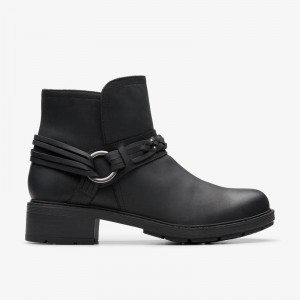 Clarks Hearth Kaylie Black Oily Leather | CLKS-85589