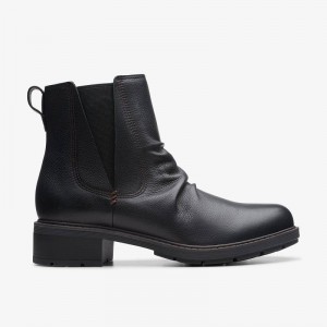 Clarks Hearth Rose Black Leather | CLKS-85600