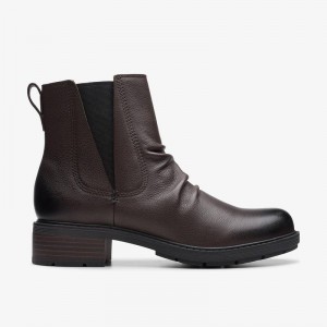 Clarks Hearth Rose Dark Brown Leather | CLKS-85599
