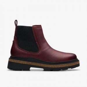 Clarks Hencroft Step Waterproof Burgundy Leather | CLKS-85513