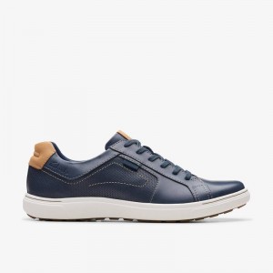 Clarks Mapstone Lace Navy Leather | CLKS-84224