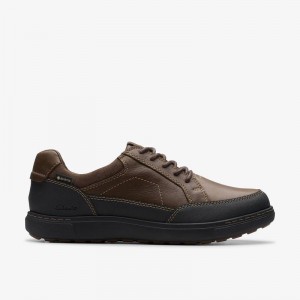 Clarks Mapstone Lo Gore-Tex Dark Brown Leather | CLKS-84353