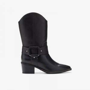 Clarks Morzine Rise Black Leather | CLKS-85565