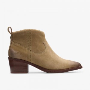 Clarks Morzine Sky Dark Sand Suede | CLKS-85561