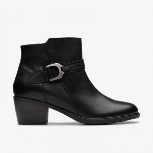 Clarks Neva Buckle Black Leather | CLKS-85446
