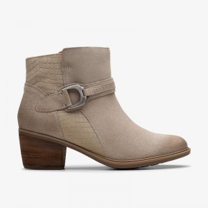 Clarks Neva Buckle Stone Suede | CLKS-85447