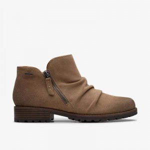 Clarks Nissini Top Waterproof Dark Taupe Suede | CLKS-85451