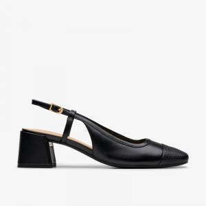 Clarks Nyta 45 Sling Black Combination Leather | CLKS-85231