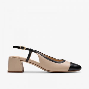 Clarks Nyta 45 Sling Sand Combination Leather | CLKS-85052