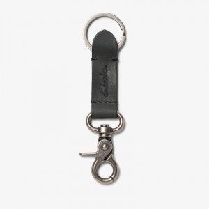 Clarks Oiled Leather Key Fob Black | CLKS-84142