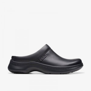 Clarks Pro Clog Black Leather | CLKS-84755