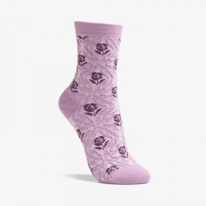 Clarks Raised Floral Sock Plum | CLKS-84658