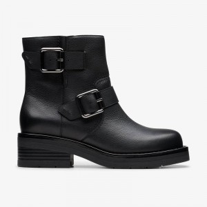 Clarks Rebelle Buckle Black Leather | CLKS-85515