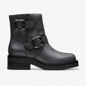 Clarks Rebelle Buckle Pewter Metallic | CLKS-85516