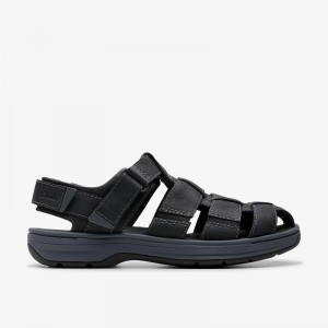 Clarks Saltway Cove Black Leather | CLKS-84216