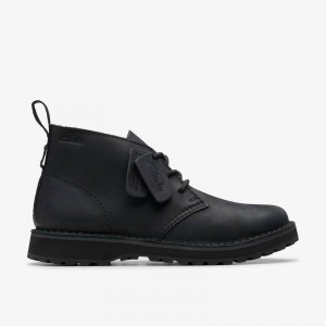 Clarks Solsbury Desert Boot Black Leather | CLKS-84565